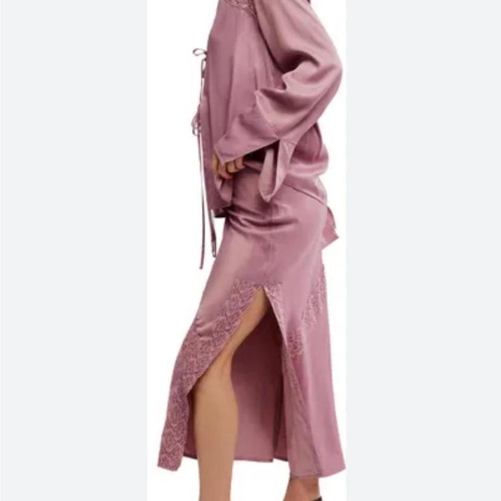 Free People Mauve Satin Two-Piece Set